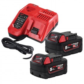 КОМПЛЕКТ ЗАРЯДНО УСТРOЙСТВО И ДВЕ БАТЕРИИ MILWAUKEE M18NRG-502