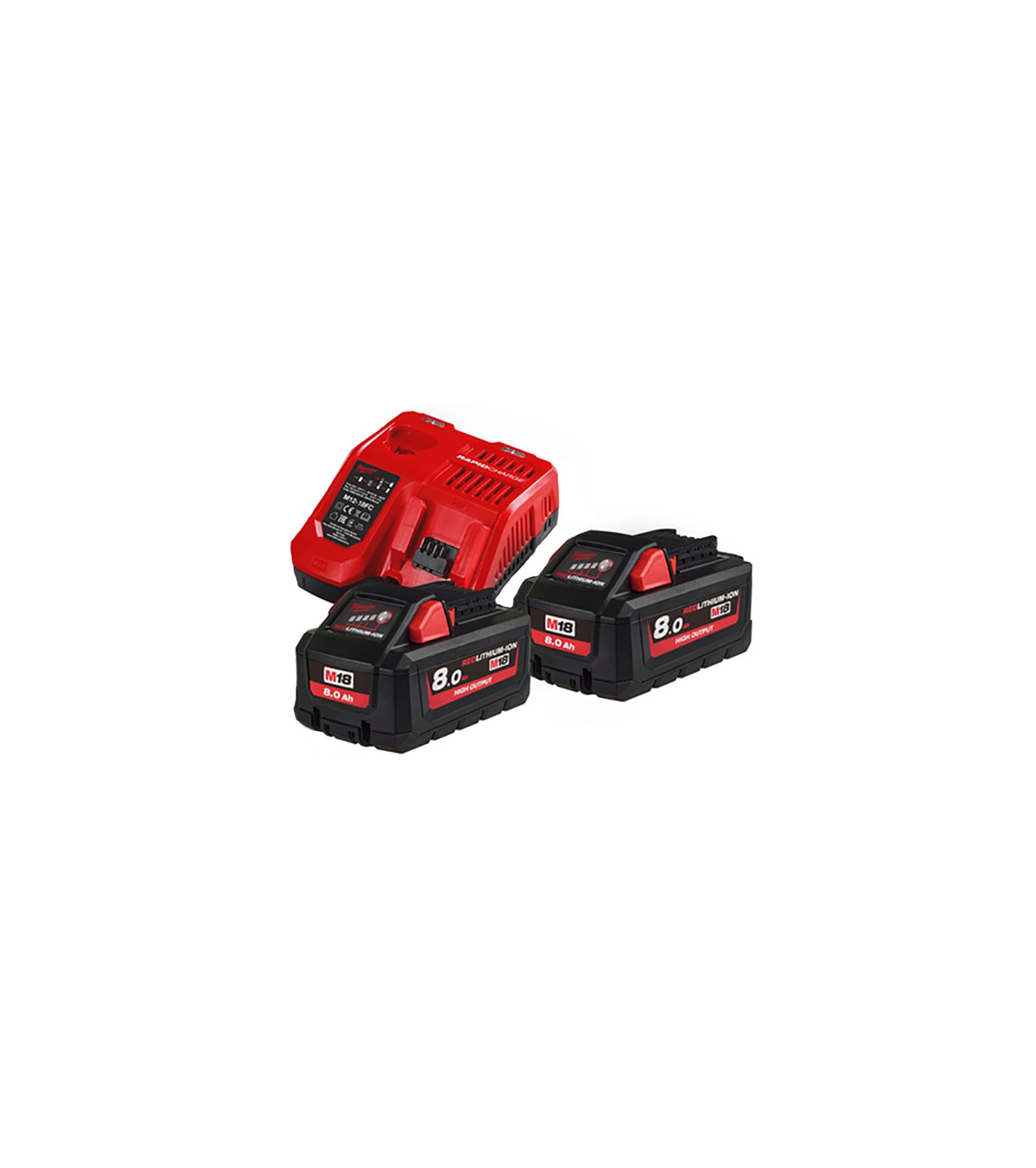 КОМПЛЕКТ ЗАРЯДНО И ДВЕ БАТЕРИИ MILWAUKEE M18HNRG-802